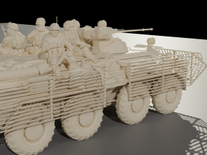 Armored personnel carrier BTR-82A with bars 3D Model