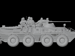 Armored personnel carrier BTR-82A with bars 3D Model