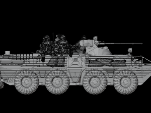 Armored personnel carrier BTR-82A with bars 3D Model