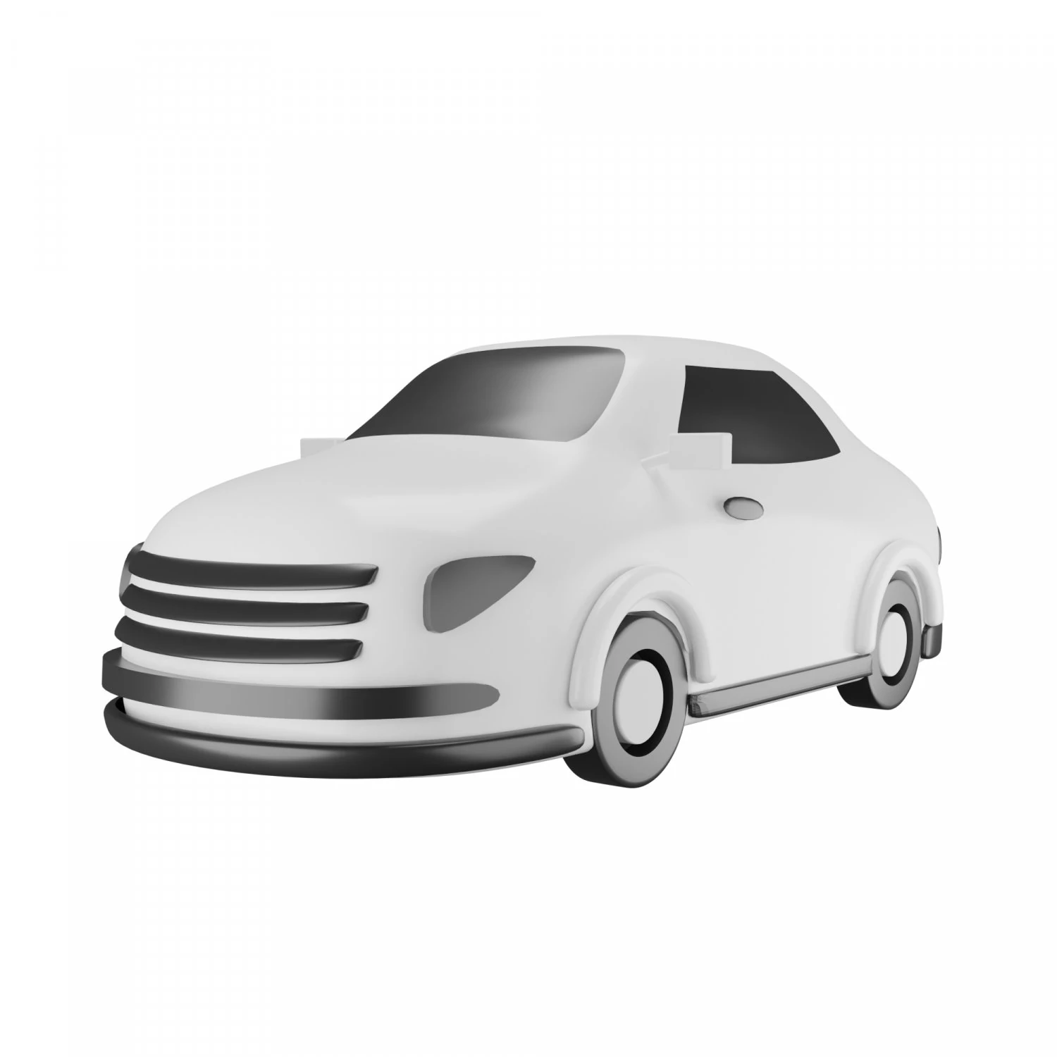 White Car 3D Model .c4d .max .obj .3ds .fbx .stl .blend 