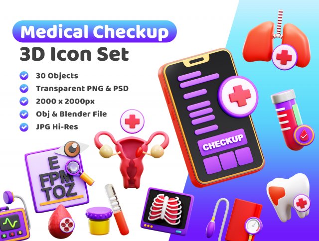 Medical Checkup 3D 모델 .c4d .max .obj .3ds .fbx .stl .blend 