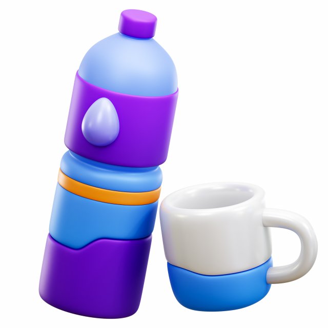 Water Bottle 3D 模型 .c4d .max .obj .3ds .fbx .stl .blend 