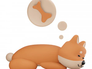 Cachorro sonhando com osso Modelo 3D
