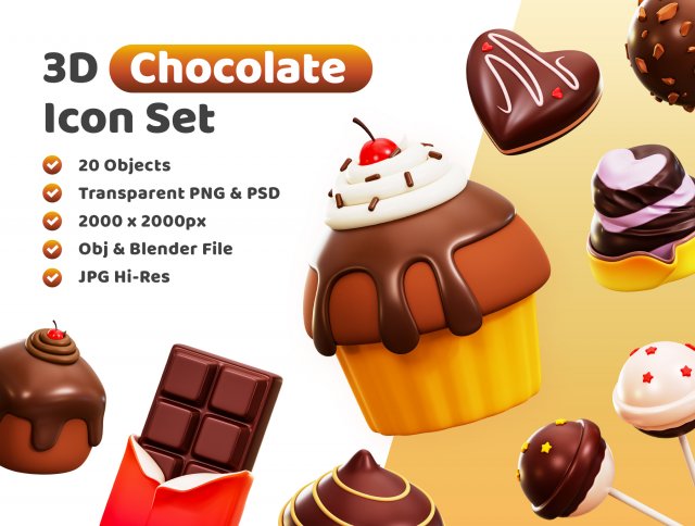Chocolate Collection Modelo 3D .c4d .max .obj .3ds .fbx .stl .blend 