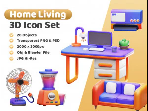 Home Living Icon Pack 3D Modell