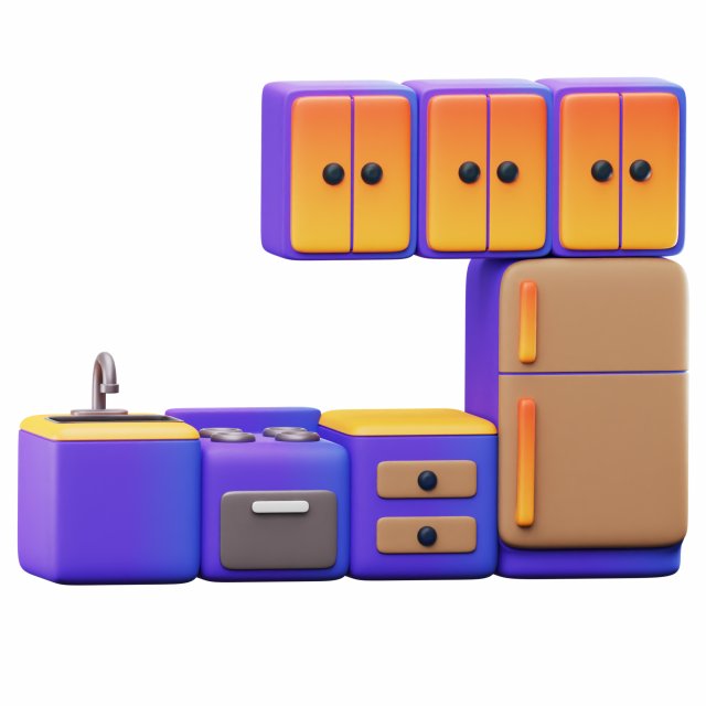 Kitchen set Modelo 3D .c4d .max .obj .3ds .fbx .stl .blend 