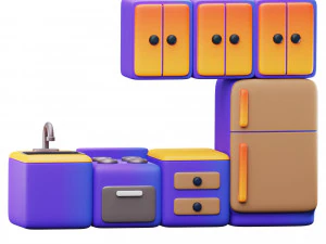 रसोई सेट 3D मॉडल