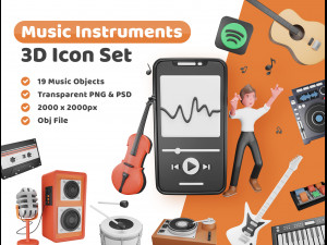 Music Instrument Icon Pack 3D Model