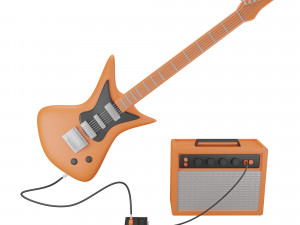 Electric Guitar And Amplifier 3D Модель