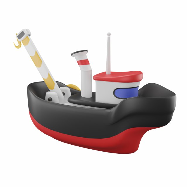 Toy Tugboat Model 3D .c4d .max .obj .3ds .fbx .stl .blend 