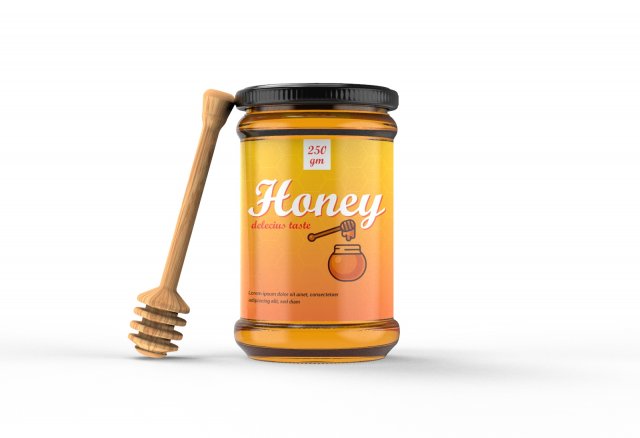 Honey jar and dipper 3D Model .c4d .max .obj .3ds .fbx .stl .blend 