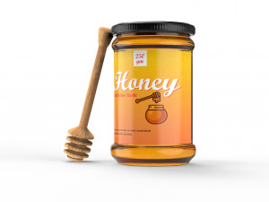 Honey jar and dipper 3D Model