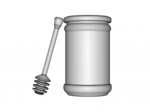 Honey jar and dipper 3D Model