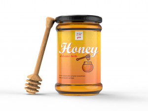 Honey jar and dipper 3D Model