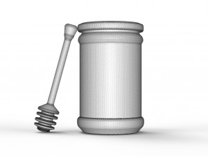 Honey jar and dipper 3D Model