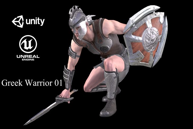 Greek Warrior 01 3D मॉडल .c4d .max .obj .3ds .fbx .stl .blend 