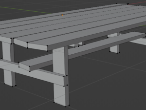 Wooden table and bench 3D मॉडल