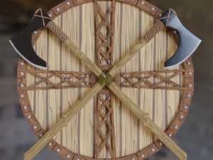 Shield with axes 3D Model