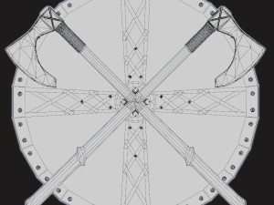 Bouclier avec haches Modèle 3D