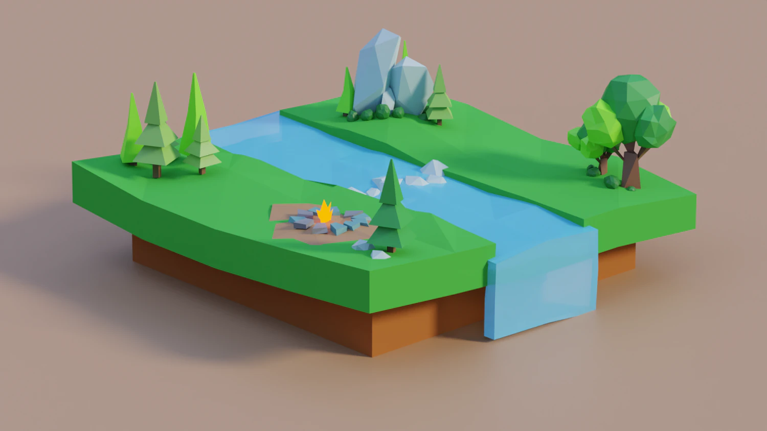 야외용 로우 폴리 3D 모델 .c4d .max .obj .3ds .fbx .stl .blend 