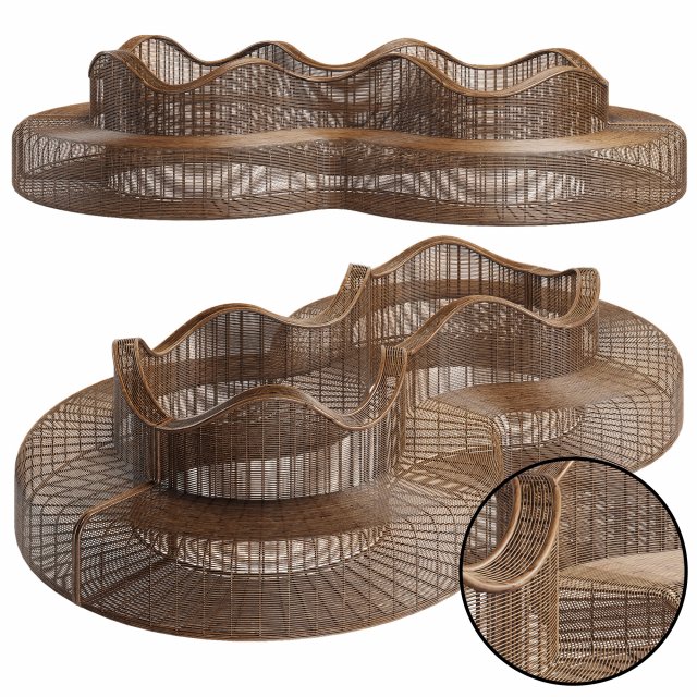 Rattan bench Modèle 3D .c4d .max .obj .3ds .fbx .stl .blend 