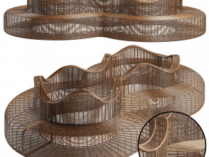 Rattan bench Model 3D