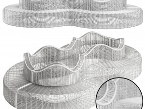 Rattan bench Modèle 3D