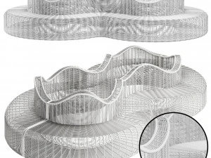 籐ベンチ 3Dモデル