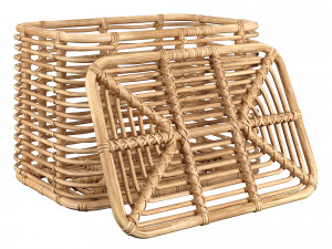 1960s Italian Bamboo Rattan Bohemian French Riviera Basket Container Modello 3D