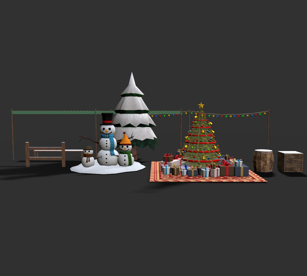 Snowy Decor Bundle 3D Model .c4d .max .obj .3ds .fbx .stl .blend