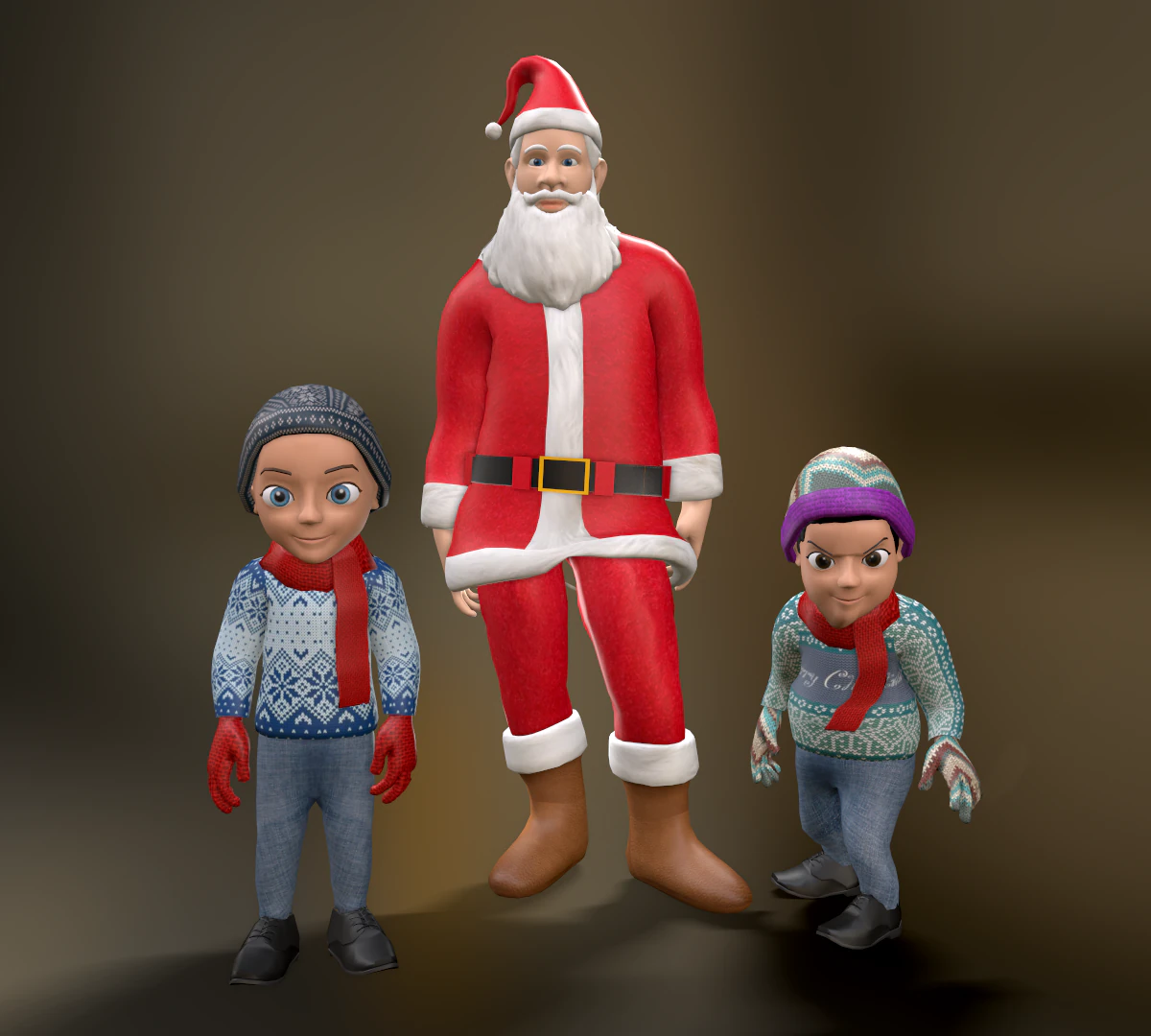 Christmas Character Bundles 3D Model .c4d .max .obj .3ds .fbx .stl .blend