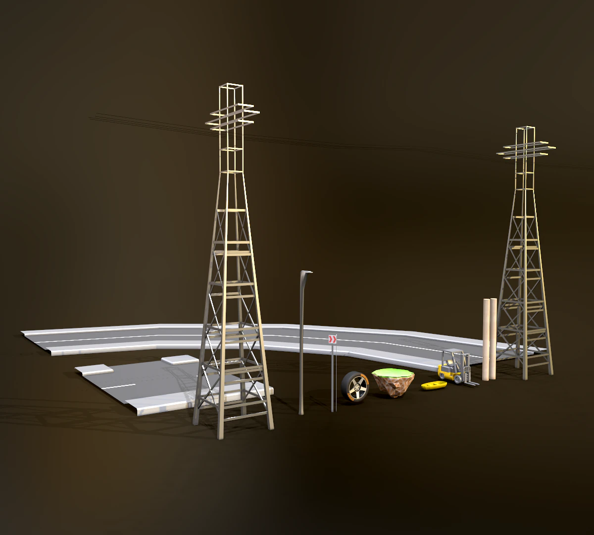 Road Way View 3D Model .c4d .max .obj .3ds .fbx .stl .blend 