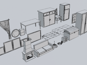 Vintage Interior Pack 3D मॉडल
