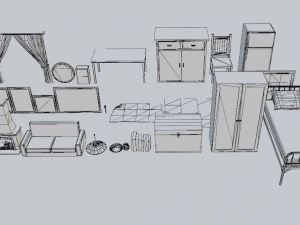 빈티지 인테리어 팩 3D 모델