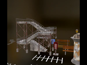 Уличные винтажные предметы окружающей среды 3D Модель