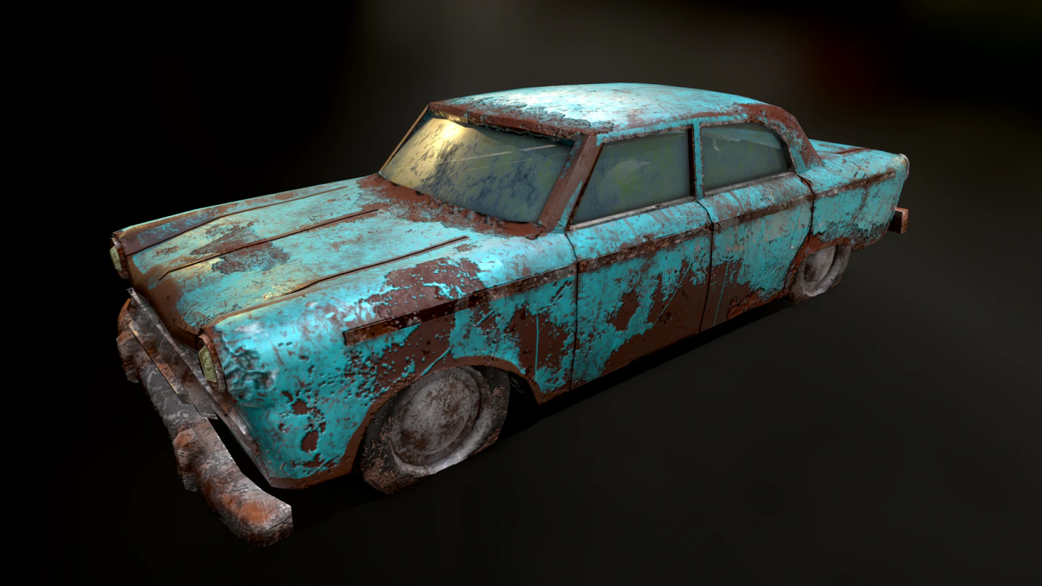Old Discoloured Car 3D Model .c4d .max .obj .3ds .fbx .stl .blend
