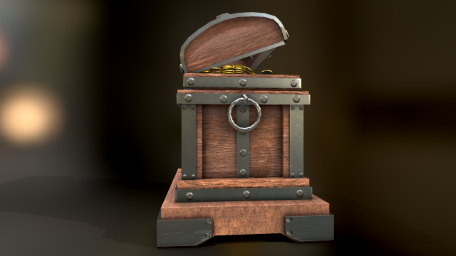 Old Wooden Treasure Box 3D 模型 .c4d .max .obj .3ds .fbx .stl .blend 