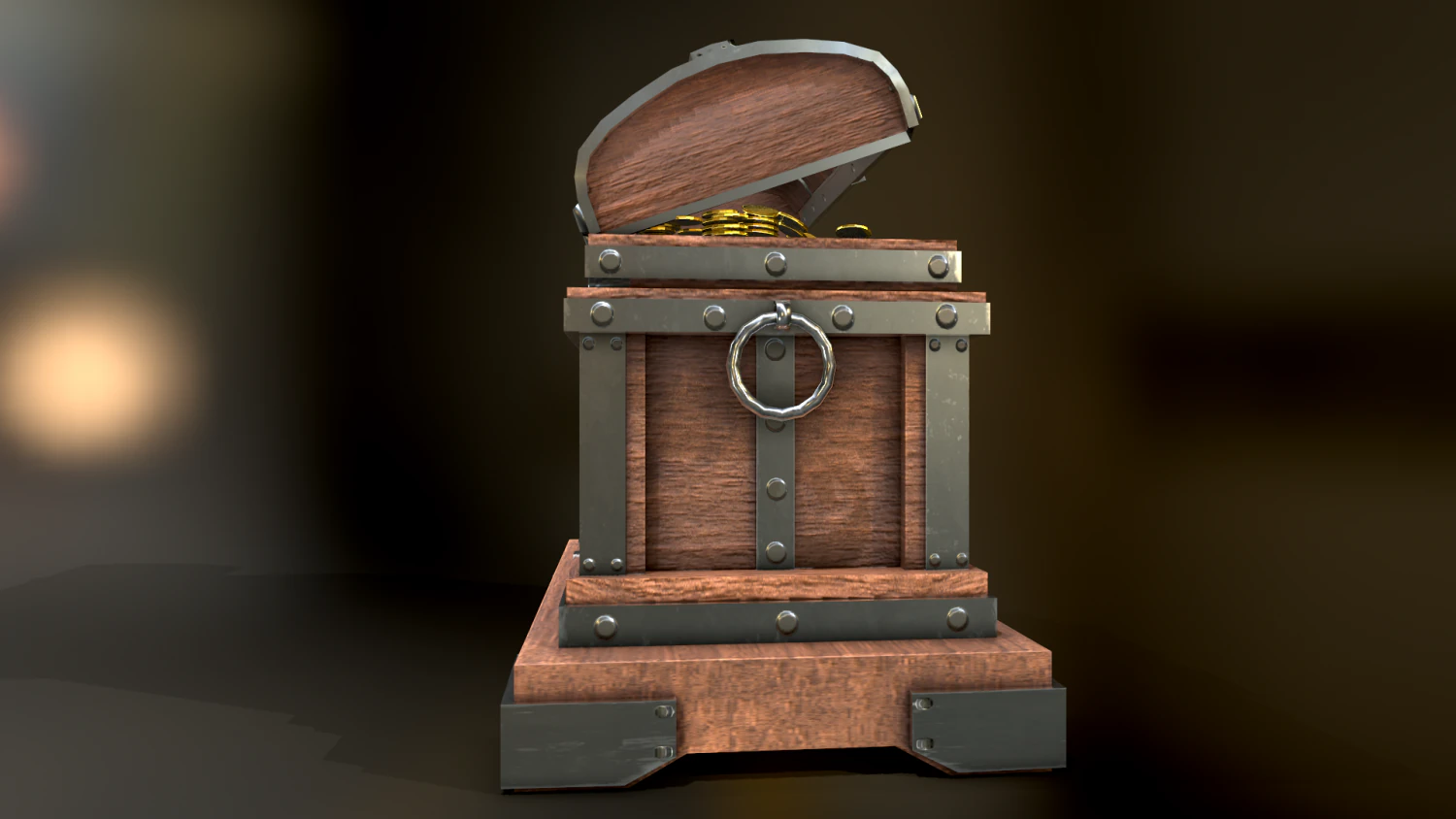 Old Wooden Treasure Box 3D Model .c4d .max .obj .3ds .fbx .stl .blend 