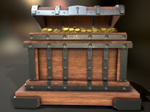 Old Wooden Treasure Box 3D 模型