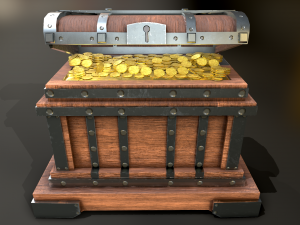 Old Wooden Treasure Box 3D 模型