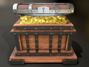 Old Wooden Treasure Box 3D Model