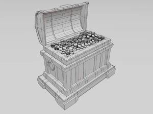 Old Wooden Treasure Box 3D Model