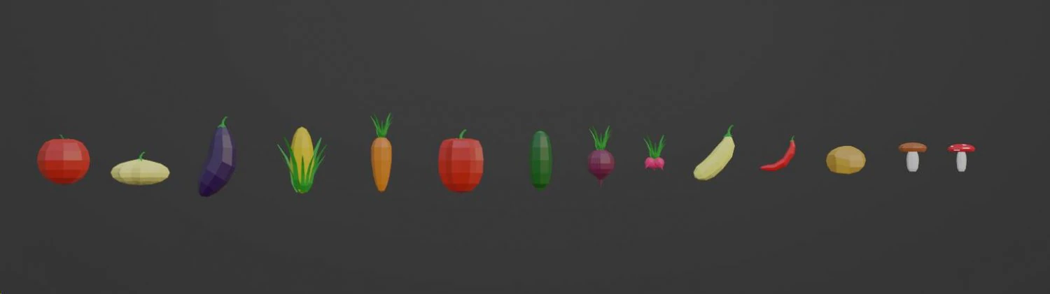 Vegetables Assets 3D Model .c4d .max .obj .3ds .fbx .stl .blend 