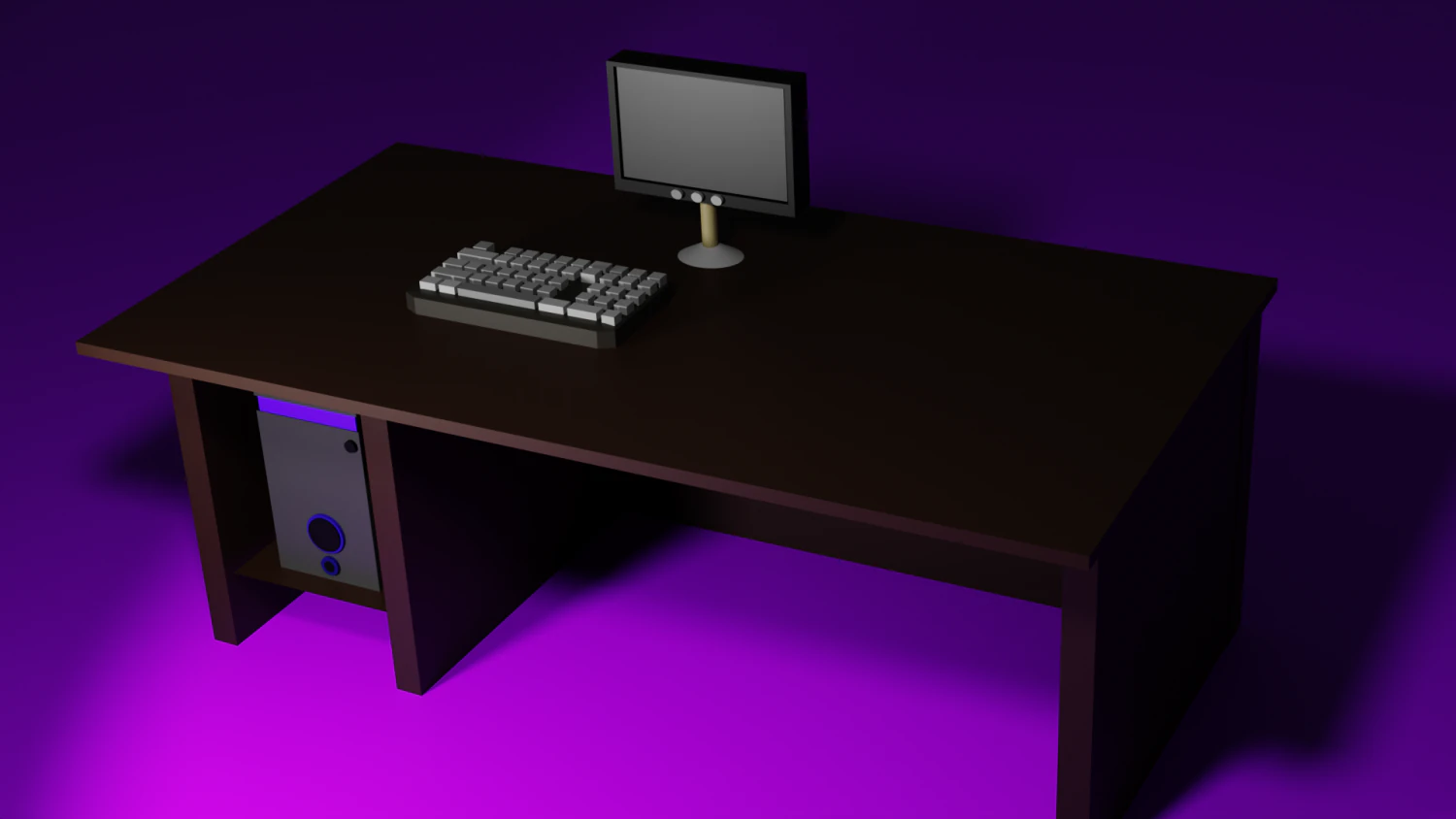 Desk with computer 3D Model .c4d .max .obj .3ds .fbx .stl .blend 