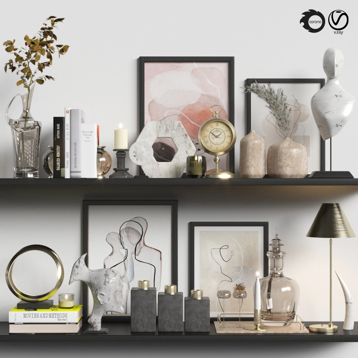 Decorationset018 3D Model .c4d .max .obj .3ds .fbx .stl .blend 
