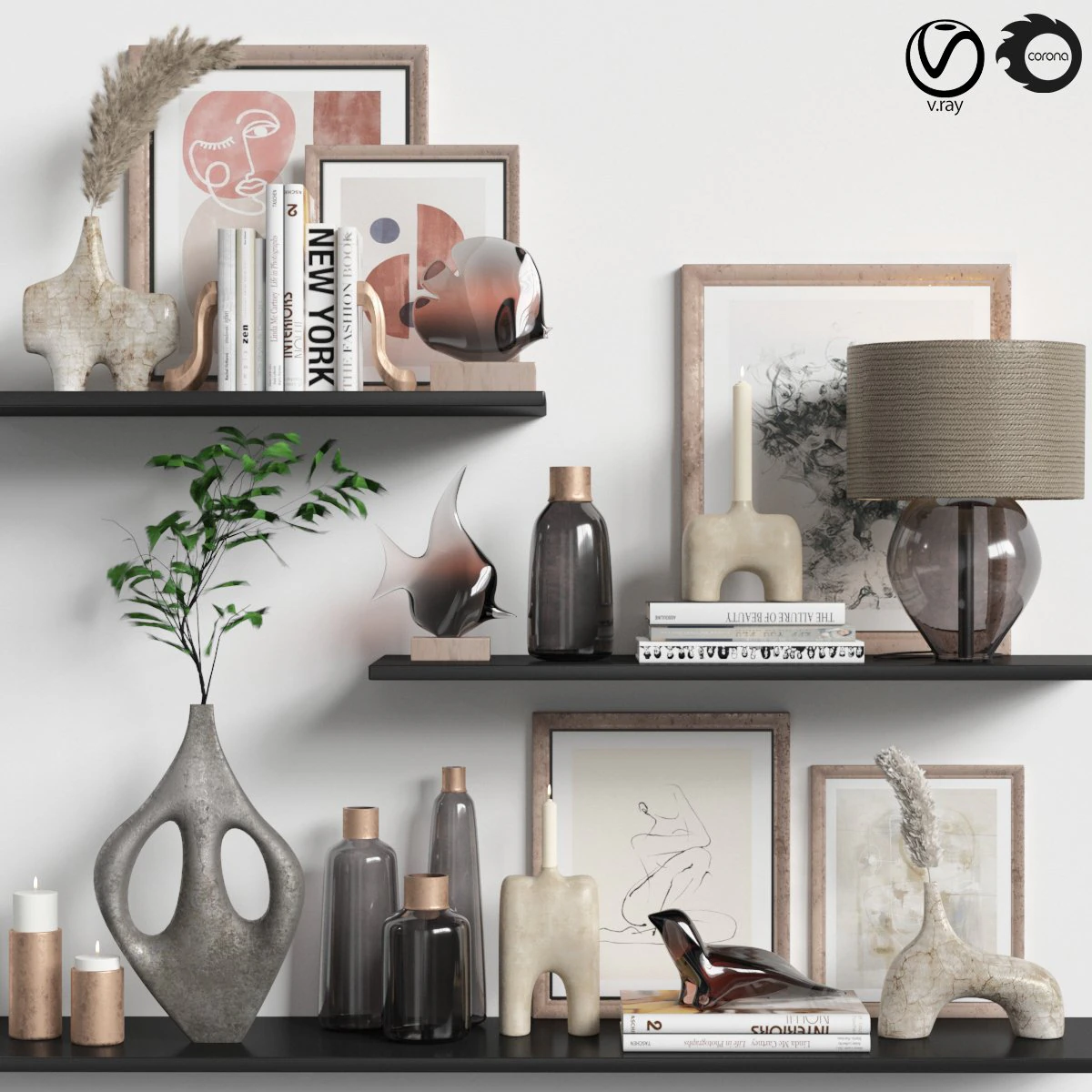 Decorativeset012 3D Model .c4d .max .obj .3ds .fbx .stl .blend 