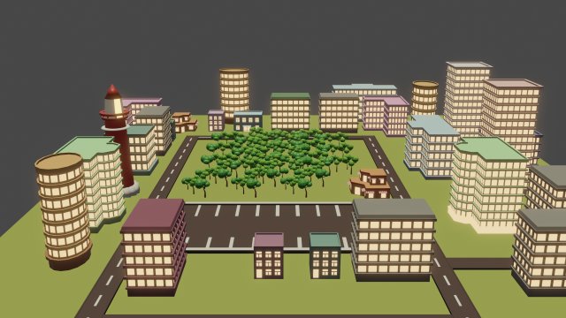 Low poly City Modèle 3D .c4d .max .obj .3ds .fbx .stl .blend 