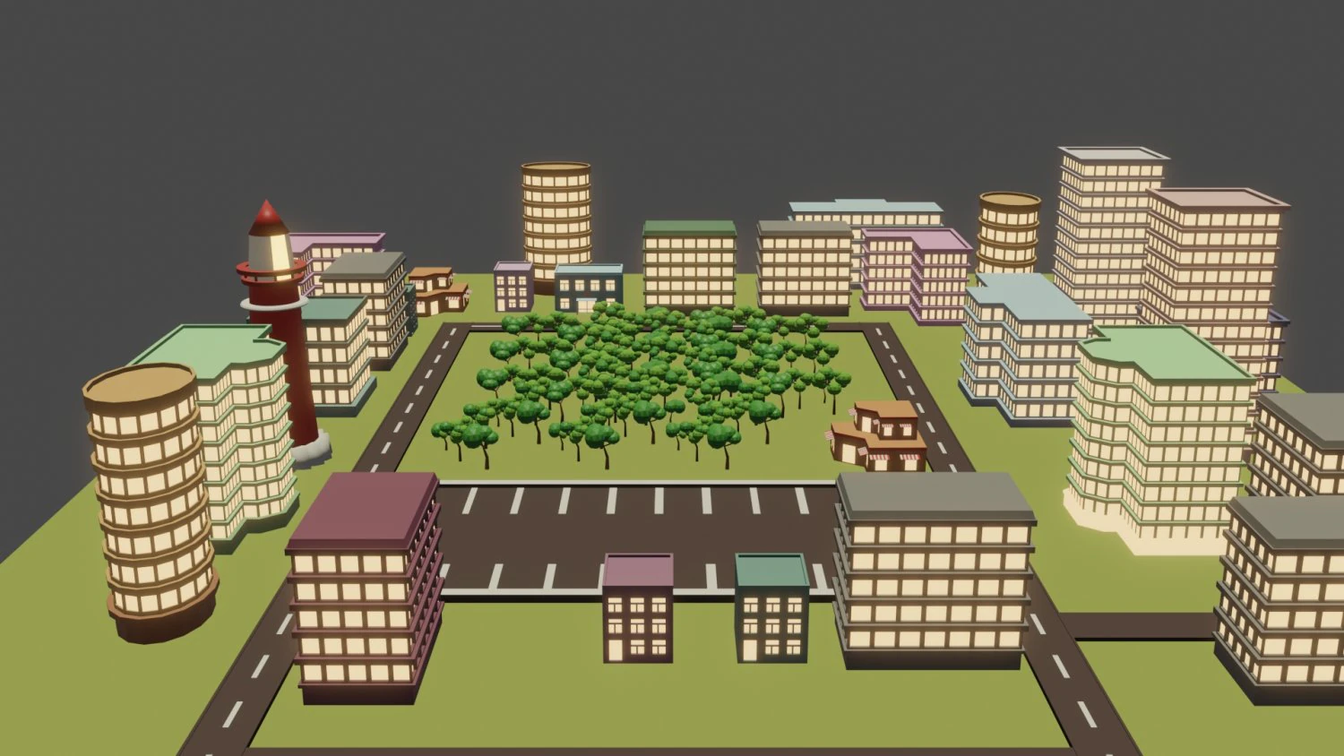Citt&agrave; a basso poli Modello 3D .c4d .max .obj .3ds .fbx .stl .blend 