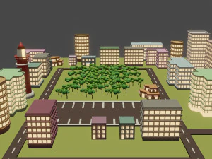 Miasto o niskiej zawartości poli Model 3D