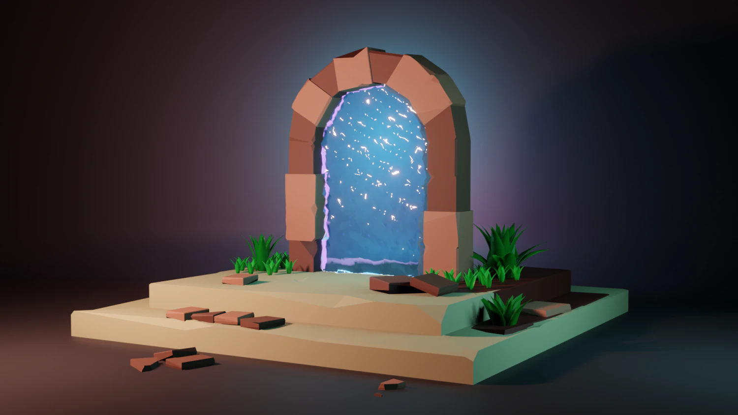 Low poly Portal in tropic 3D Model .c4d .max .obj .3ds .fbx .stl .blend 